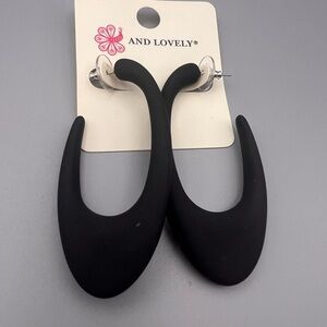 5/$25 AND LOVELY Matte Black Minimalist Statement Hoop Earrings